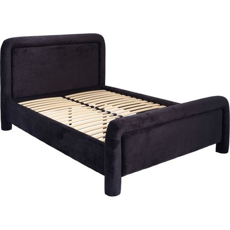 Leonnie Double Bed Frame - Brushed Woven - L211 x W151.5 x H110 cm - Black - Full Assembly Required