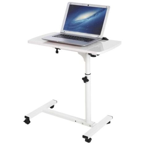 Table de Lit Roulante pour Ordinateur Portable - Table a Roulette Réglable en Hauteur et Inclinable, Petit Bureau , Table pour Le Travail et Le Repos