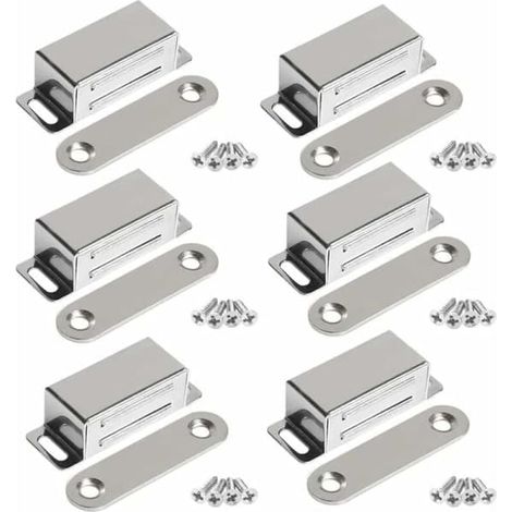 Aimants magnétiques pour armoire 10 kg, puissants aimants en acier inoxydable pour armoire, aimants pour porte d'armoire (6 pièces) (vis en acier inoxydable) (1/4)