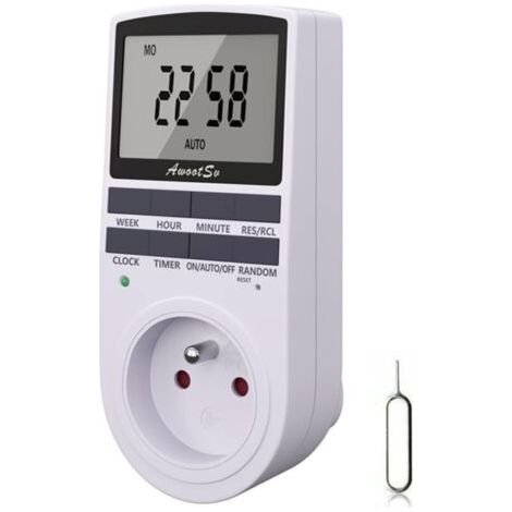 Houhence – Minuterie de prise numérique programmable – Écran LCD 5,7 cm – Mode aléatoire antivol – 10 programmes ON-OFF – Économie d'énergie (1/5)