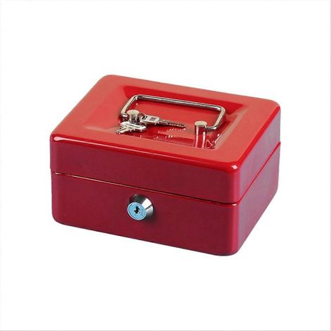 Coffre-fort de petite caisse verrouillable avec fente pour cadenas, rouge (1/5)