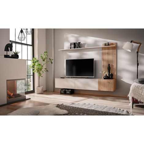 Ensemble meuble TV "Solo" - Beige - L 180 x H 130 x P 40 cm - Livraison gratuite (1/5)