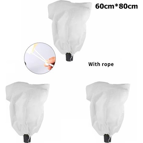 (60 cm x 80 cm - 3 pièces) Housse de protection pour plantes en tissu non tissé, sac de protection pour fruits, protection hivernale contre le froid et le gel, filet antigel pour plantes (1/4)