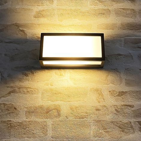 Applique murale extérieure IP54 E27 noire – Fonte d'aluminium – Diffuseur opale – Longueur 25 cm – Largeur 11 cm – Hauteur 11 cm (1/5)