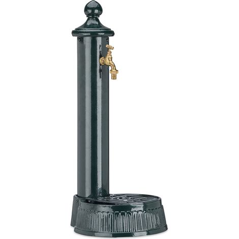 Fuente de jardín antigua decorativa con grifo y cuenco 120 x 40 x 40 cm de metal verde 130004509 (1/4)
