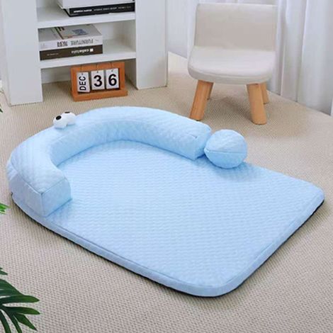 Weiche, U-förmige Kühlmatte für Hunde – auch für Katzen und Hunde geeignet – Waschbares Sommerbett – Ergonomische Schlafmatte für Haustiere im Sommer – Blau (1/5)