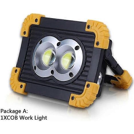 Projecteur LED portable 190 W, lampe de travail LED étanche, fonctionne avec 4 piles AA, idéal pour les réparations et le camping (Pack A). (1/5)