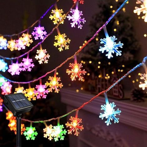 BUNTHAUS Lumières colorées d'extérieur à énergie solaire, 12 mètres, 8 modes, 100 LED, étanches, adaptées aux mariages, jardins, fêtes de Noël (1/5)