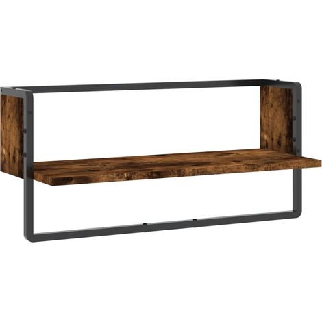Étagère murale avec barre chêne fumé 65x25x30 (1/5)