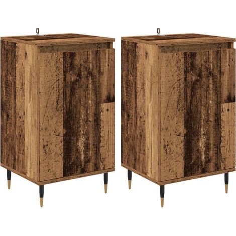 Buffet Meuble de rangement 2 pcs Bois Ancien 40 x 35 x 70 cm (1/5)