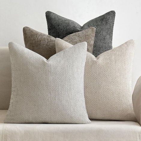 Lot de 4 housses de coussin pour canapé, décoration douce et neutre, style bohème et campagnard, pour canapé, chambre à coucher, salon (1/5)
