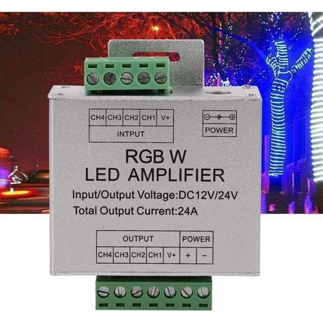 Amplificatore di segnale Ulisem DC12-24V RGBW a 4 canali con guscio in alluminio e circuito di uscita per strisce LED (1/4)