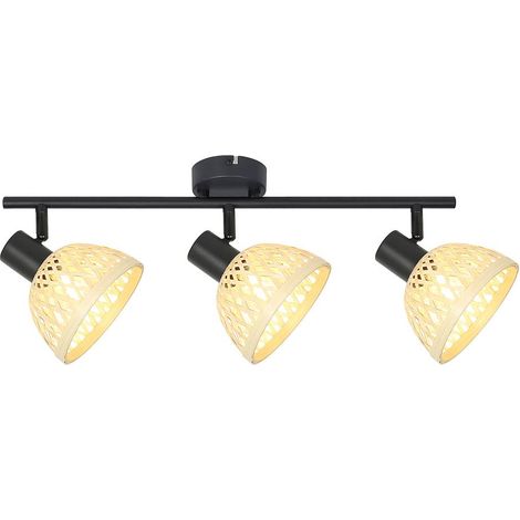 Spot Light Rattan Metal Matt Black E14 3x Max 15W H: 16 cm L: 52 cm Ø13,5 cm B: 18 cm Dimmabile (1/5)