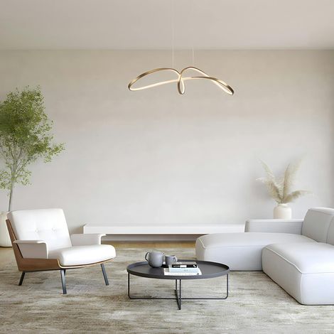 Suspension design LED avec boucle dorée stylisée AVA (1/5)