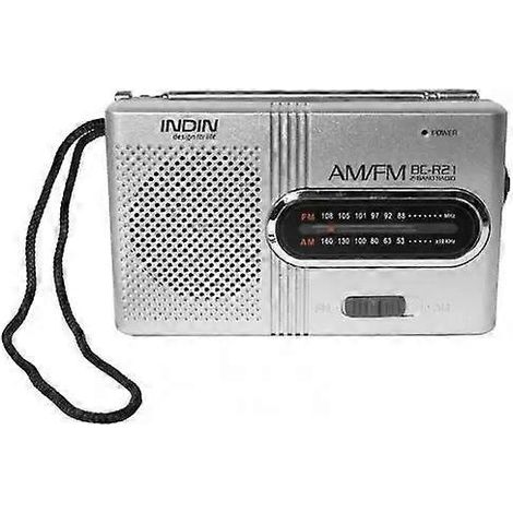 Pocket MINIRadio mit starkem Signal, Multifunktionsradio mit integriertem Lautsprecher, AM/FM-Vollband-Stereoempfang und 2-Band-Funktion für Senioren (BC-R21) – Silbergrau