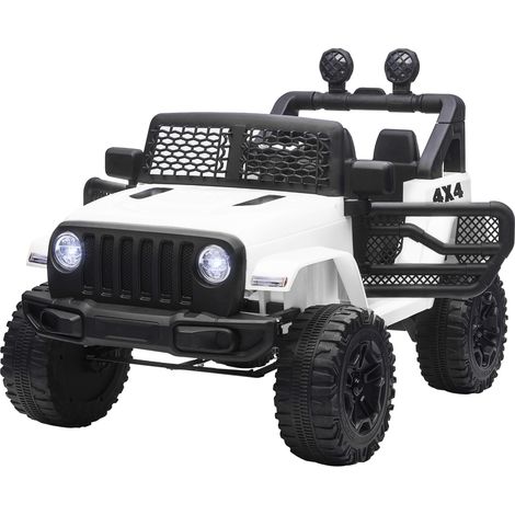 Voiture électrique enfant 12V propulsion arrière 5km/h télécommande effets lumineux sonores 100x65x72cm Blanc
