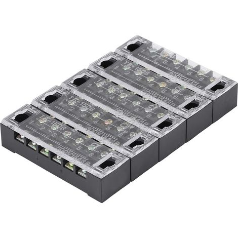 5pcs Bornier à Vis Double Rangée 6 Positions 600V 15A, Barrette de Jonction Préisolée (1/5)