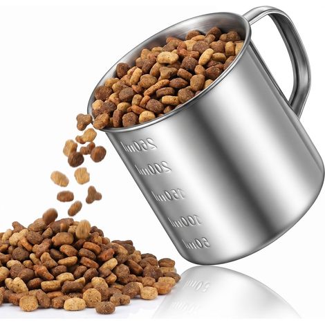 Pelle à nourriture - 250 ml - En acier inoxydable - Avec graduation précise - Passe au lave-vaisselle - Pour nourriture sèche chien et chat (1/5)