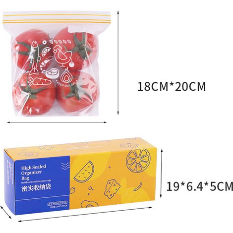 Sacs de conservation transparents pour aliments, fermeture hermétique, fond élargi, plusieurs tailles, réutilisables, pour la maison et les voyages, lot de 25 (taille M). (1/3)
