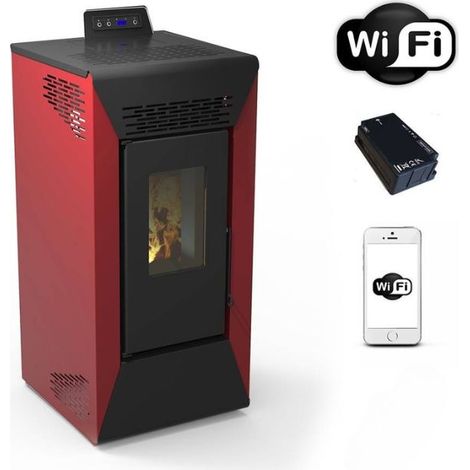 Stufa a pellet ventilata Courmayeur con wifi bordeaux