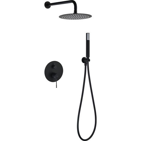 Ensemble de douche murale encastrée TWIST Mitigeur Noir (mat)Or rose brosséChroméNickel brosséOr brosséNoir matCanon de fusil