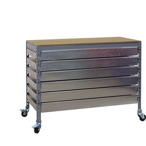 Simonrack BT5 BOX6 900 Mobiler Arbeitstisch Grau Holz Robust