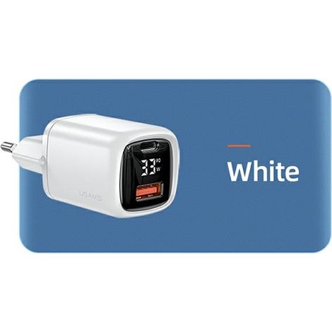 Chargeur mural USB-C/USB 33 W USAMs Power Delivery Quick Charge, blanc (1/5)