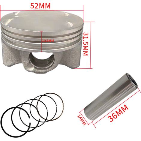 Piston 52mm pour Yamaha NMAX155 / NMAX125 - Kit Piston Compatible avec Moteur de Scooter 155cc/125cc (1/5)