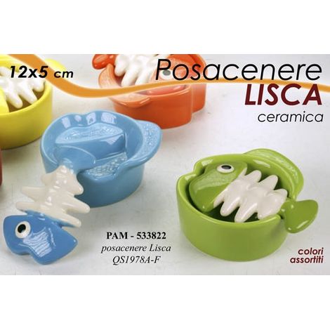 Posacenere da Tavolo in Ceramica Lisca di Pesce 12 x 5 cm 4 Colori (1/2)
