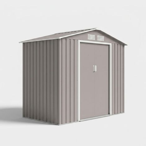 Abri de jardin en métal gris à toit monopente Orven (1/5)