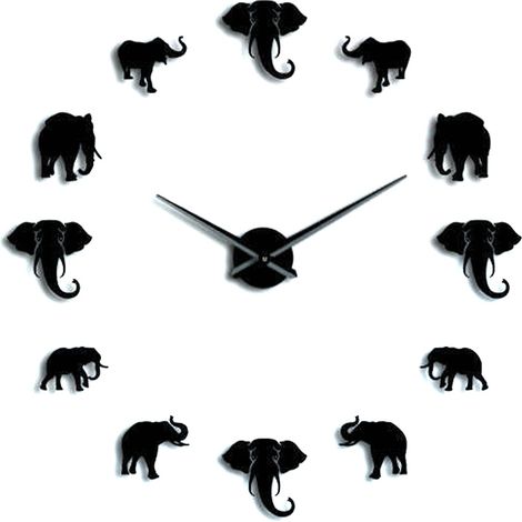 Horloge Murale Éléphant Unique en Acrylic DIY - Décoration Moderne pour Salon (1/5)