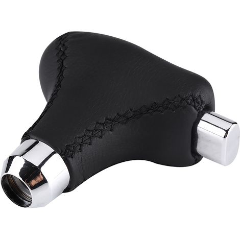 Handgenähter Schalthebelbezug aus PU-Leder, schwarz, universell für Automatikgetriebe (1/5)
