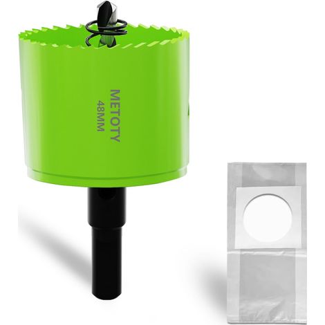 Scie cloche bi-métal de 48 mm, scies cloches universelles HSS M42, avec adaptateur de tige triangulaire et foret de centrage, un sac anti-poussière pour aluminium, métaux, plastiques (1/5)