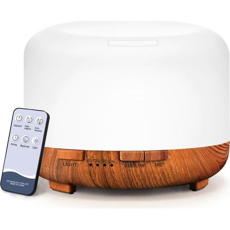 Diffusori di oli essenziali, diffusori da 500 ml con granuli di legno per oli essenziali, per ambienti ampi e casa, diffusore di aromaterapia con nebbia fredda (Granuli di legno di faggio) (1/5)
