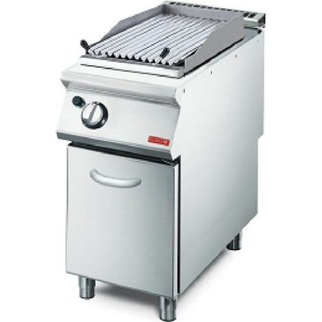 Grill inox pierre de lave à gaz 1 zone en acier sur placard fermé, 7600 W, GAZ