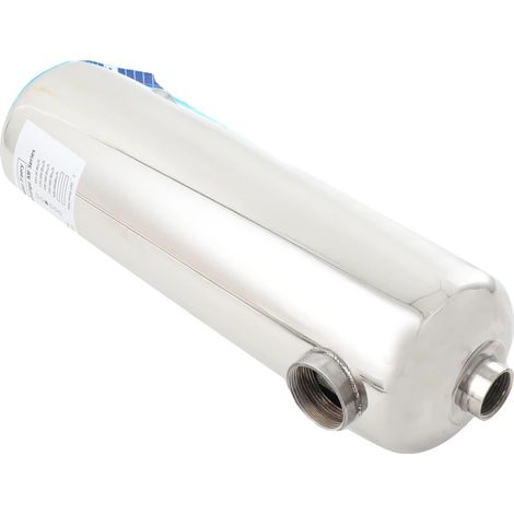 Échangeur de chaleur, 60 kW, acier inoxydable SS304, Dimensions : 48,5 x 16 cm, Connexion piscine : G1 1/2, Débit d'eau chaude : 30 L/min (1/5)
