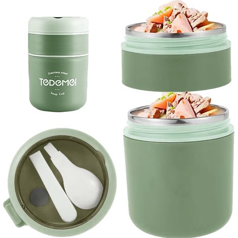 Luniquz Thermos Alimentaire 710ml/24oz Isotherme Acier Inoxydable Boîte à Déjeuner Étanche avec Cuillère, Garde Chaud et Froid (1/4)