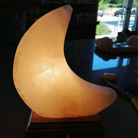 Lampada di Sale Himalayano Rosa naturale a forma di Luna 3Kg