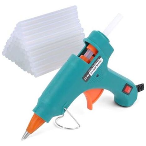 Hot glue gun, 60 glue sticks (7–100 mm) & safe 20W hot glue gun, hot glue gun for repairs, crafts, DIY, home improvement projects--DTEKGAZ