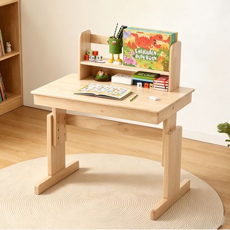 Bureau enfant réglable en hauteur en bois avec plateau inclinable et pupitre (1/5)