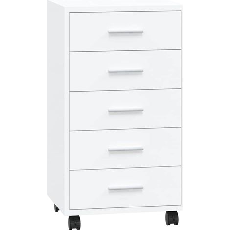 Cassettiera con Ruote bianco lucido in Legno Multistrato DAS478336 (1/5)