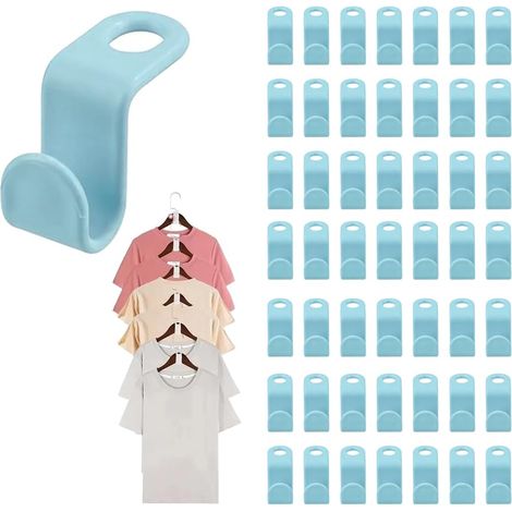 50 Crochet,Connecteur cintre,Plastique,Résistant 5kg,Système empilable,Garde-robe (1/5)
