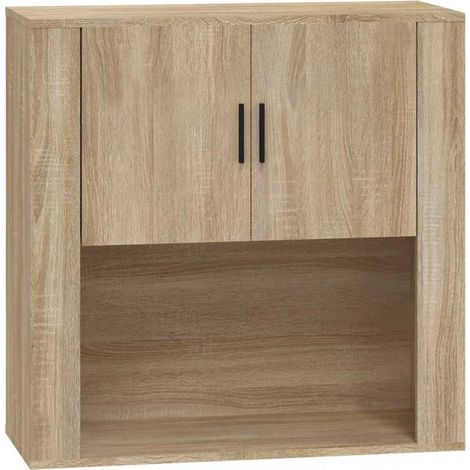 Armoire murale Design moderne, Armoire Etagère de rangement, Chêne sonoma 80x33x80 cm Bois d'ingénierie OIB6874E (1/5)