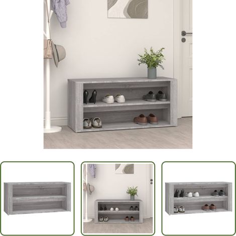 vidaXL Rangement chaussures - Étagère à chaussures Sonoma gris 100x35x45 cm Bois d'ingénierie (1/5)