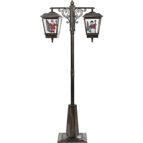Fééric Lights And Christmas – Lanterne double lumineuse de Noël H188 – Dimensions L. 80cm x P. 40cm x H. 190cm – Éclairage LED effet vacillant – Intérieur décoratif