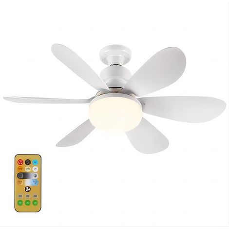 Ventilateur de plafond silencieux 52 cm avec lumière LED et télécommande, lampe de 40 W, douille E27