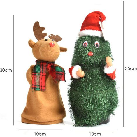 Elektrischer Weihnachtsbaum mit musikalischer Weihnachtsmannfigur, die sich dreht und tanzt – ein tolles Spielzeug für Weihnachts- und Silvesterpartys und als Geschenk. (1/5)