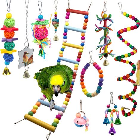 10-piece set pet bird toy small and medium parrot toy Amazon toy explosion model bird toy
