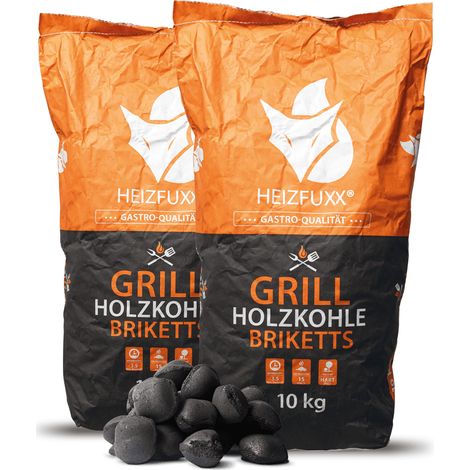 Heizfuxx Grillholzkohlebriketts 10kg x 2 Sack 20kg