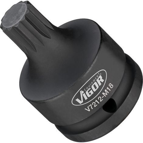 VIGOR Innensechskant Schlagschrauber Schraubendreher-Einsatz, V7212-M18, 3/4 Zoll (20 mm) Vierkant, Innen Vielzahn Profil XZN, SW M18 (1/3)